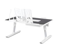 HUOLE Plateau de Lit, Pliable, Table de Lit pour Ordinateur Portable, inclinable avec Refroidisseur/Ports USB/Tiroir,Réglable en Hauteur et Angle, pour Canapé/Bureau/Sol,60 * 40 * 26-39cm-Noir