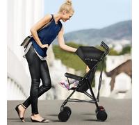 HUOLE Poussette Bébé Combinée 2 en 1, Landau Pliable pour 0-36 Mois, 0-25kg, Poussette Compact avec Siège Rotatif, Panier de Rangement, Ceinture de Sécurité-D-Noir