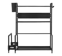HUOLE Rangement sous Évier,Etagère De Rangement sous Évier Étagère 2 Niveaux Matériau en Acier au Carbone épaissi,tagère à Épices avec Porte-ustensiles (48 * 21 * 49 cm-trois couches)