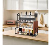 HUOLE Rangement sous Évier - Étagère Rangement Cuisine en métal, Étagère sous Évier Rack à 2/3 Niveaux pour Cuisine Salle de Bain,58 * 22 * 60cm(Noir)(E)