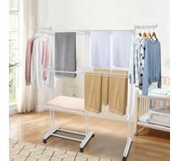 HUOLE Séchoir à Linge, Gain de Place pour Balcon, Étendoir à Linge Pliable, Tour de Séchage, Étendoir Vertical 3/4 Niveaux, 49 x (75-132) x 170 cm (Blanc + Tube Blanc)
