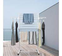 HUOLE Séchoir à Linge Tour 3 Niveaux Ailes Pliables en Acier Inoxydable avec 4 Roues Grande Capacité Ultra Stable Étendoir à Linge pour Usage Intérieur/Extérieur-75 * 44 * 158cm (Blanc)
