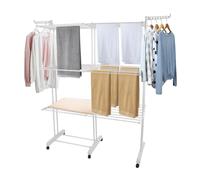 HUOLE Séchoir à Linge Tour Peu encombrant, étendoir à Linge Extensible, Table de Lavage Pliable pour l'intérieur et de Grandes familles,49 x (75-132) x 170 cm (Blanc + Tube Blanc)