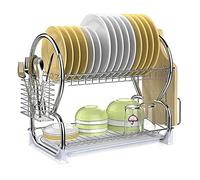 HUOLE Séchoir à Vaisselle en 304 Acier Inoxydable, Égouttoir Grande 1 Niveau, Porte-Vaisselle de Cuisine (Porte-Baguettes + Support pour Planche à Découper)