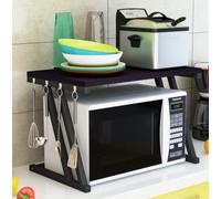 HUOLE Support Extensible en Métal Four à Micro-Ondes de Fourniture de Vaisselle Vaisselle de Stockage Compteur d'économiseur d'espace Organisateur Titulaire d'épice (57 * 38 * 38 cm Z-Noir)