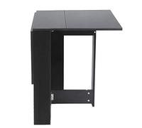 HUOLE Table à Manger Pliable, Table de Cuisine Pliable, 2 Plateaux rabattables avec 1 Placard et 1 étagère de Rangement, Noir, 103 x 73.4 x 76 cm (étendu), 28.1 x 73.4 x 76 cm (plié)