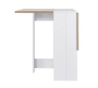 HUOLE Table à Manger Pliante Mobile sur roulettes avec 2 Plateaux rabattables et 2 étagères intégrées, 2-6 Personnes,103 * 76 * 73.4cm