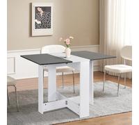 HUOLE Table à Manger Pliante, Table de Cuisine Salle a Manger Extensible, pour 2 à 6 Personnes, avec 2 abattants, pour Petits espaces, rectangulaire, Design Moderne,103 x 76 x 73,4 cm (Blanc + Béton)