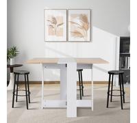 HUOLE Table à Manger Pliante, Table de Cuisine Salle a Manger Extensible, pour 2 à 6 Personnes, avec 2 abattants, pour Petits espaces, rectangulaire, Design Moderne,103 x 76 x 73,4 cm (Blanc + Chêne)