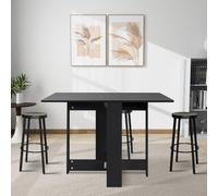 HUOLE Table à Manger Pliante, Table de Cuisine Salle a Manger Extensible, pour 2 à 6 Personnes, avec 2 abattants, pour Petits espaces, rectangulaire, Design Moderne,103 x 76 x 73,4 cm (Noir)