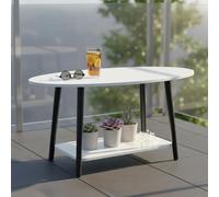 HUOLE Table à thé en Bois, Table Basse à 2 Niveaux pour Le Salon, Support de TV Pouces avec Etagère de Rangement,100 x 53 x 45 cm - Blanc