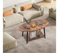 HUOLE Table à thé en Bois, Table Basse à 2 Niveaux pour Le Salon, Support de TV Pouces avec Etagère de Rangement,100 x 53 x 45 cm - Bois brûlé