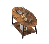 HUOLE Table à thé en Bois, Table Basse Ovale avec Surface de Rangement Meuble de Salon Design Panneau de Particules Bois de Hêtre, 100 x 53 x 45 cm - Bois brûlé