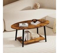 HUOLE Table Basse à 2 Niveaux pour Le Salon, Support de Table TV/Nuit de Chevet Stylée Panneau de Particules Bois, 100 x 53 x 45 cm - Bois brûlé