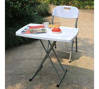 HUOLE Table Compacte et Pliable, Blanc, Matériau: HDPE,Pliante Ajustable（50/62/74 cm）,Surface supérieure: 76 x 50 cm-Table de Jardin Plastique/d'appoint Portable pour l'extérieur