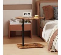 HUOLE Table d’appoint, C Form Tables CanapéHauteur réglable, 360 ° pivotant,Bout de Canapé, Petite Table Basse pour Salon, Chambre,40 x 30 x 80 cm (Bois flammé)