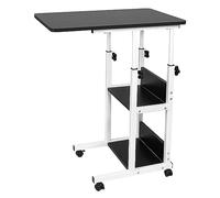 HUOLE Table d'appoint légère, de lit médicalisé,Bureau Informatique, Bureau Gaming, Roulante Canapé pour Ordinateur Portable Hauteur Pliante avec 4 roulettes-60 * 40 * 76-86.5 cm-Noir