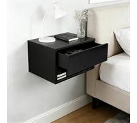 HUOLE Table de Chevet Suspendue, Lot de 2,Commode de Nuit Blanche avec 1 Tiroir et 1 Étagère, Table d'appoint Basse pour Chambre à Coucher, Salon,22 x 39 x 30 cm (Noir) - 2 pièce