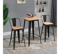 HUOLE Table Haute carrée 60 * 60 * 110cm Mange Debout Style Industriel en métal modèle Factory loftMange Debout carré Foncé avec Empiètement en Métal