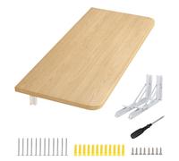 HUOLE Table Murale Rabattable en Bois, Table Pliante Murale, Multifonctionnelle, 60 x 30 x 1,6 cm, Couleur Noyer