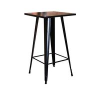 HUOLE Table Noire Haute carrée Mange Debout Style Industriel en métal,Table Repas Extensible Design Industriel,piètement métal Noir,Plateau MDF Effet boisé(60 * 60 * 103cm (Panneau Noir))