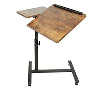 HUOLE Table Ordinateur Portable Réglable en Hauteur, Roulette, Bureau Debout Mobile, Computer Desk, 60 x 34.5 x 58/90cm, Jaune Cerise