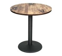 HUOLE Table Salle à Manger Ronde Vintage 2-4 Personnes pour Salon Cuisine Bureau, en Bois d'ingénierie et Métal, Surface Résistante à l'eau, 70 x 70 x 72 cm (A)