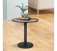 HUOLE Table Salle à Manger Ronde Vintage 2-4 Personnes pour Salon Cuisine Bureau, en Bois d'ingénierie et Métal, Surface Résistante à l'eau, 70 x 70 x 72 cm (D)