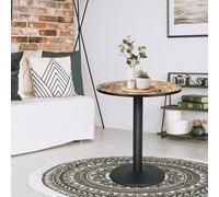 HUOLE Table Salle à Manger Ronde Vintage 2-4 Personnes pour Salon Cuisine Bureau, en Bois d'ingénierie et Métal, Surface Résistante à l'eau, 60 x 60 x 72 cm (A)