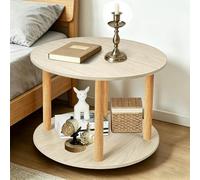 HUOLE Tables d'appoint en Forme de C,Canapé étroite Chevet, Table de Travail/Basse pour Canapé/Lit, Bureau Mobile pour Lecture & Petit-Déjeuner, Bouts de canapé, 60 x 60 x 53 cm (Érable Blanc)