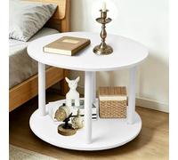 HUOLE Tables d'appoint en Forme de C,Canapé étroite Chevet, Table de Travail/Basse pour Canapé/Lit, Bureau Mobile pour Lecture & Petit-Déjeuner, Bouts de canapé, 60 x 60 x 53 cm (Blanc)