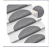 HUOLE Tapis d'escalier 15 pcs Tapis de Marches d'escalier Tapis d'escalier Antidérapant,Lot de 15 Tapis d'escalier Autocollants et faciles d'entretien,65 * 21 * 4cm(Gris (15))