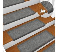 HUOLE Tapis d'escalier polyester - Kit de 15 Marchettes Escalier Rectangulaire pour marches, antidérapants marches en bois, enfants et chiens(65x25cm gris), 15pc (65x25cm HL269092, (HL269092)