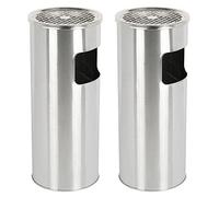 HUOLE30L Poubelle Cendrier de Sol en Acier Inoxydable pour Intérieur et Extérieur, Autoportant 30 Litres - (Argent -2 Pièces)