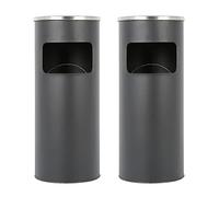 HUOLE30L Poubelle poubelle poubelle cendrier de sol en acier inoxydable, cendrier pour intérieur et extérieur, cendrier extérieur autoportant 30 litres poubelle- (Noir -2 Pièces)