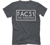 HUOLI Hacienda FAC51 T Shirt 100% Cotton, Charcoal, XX Large Grey XL