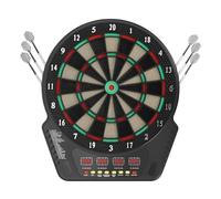 HUOMMGS Cible de fléchettes électronique à fixation murale avec 27 variantes, affichage LED, machine à fléchettes professionnelle, noire, ronde, avec 6 fléchettes, 24 têtes de fléchettes pour 16