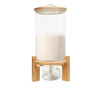 HUOMMGS Distributeur de céréales de 7,5 l - 20 x 30 cm - Grand réservoir de céréales - Récipient de rangement en verre avec couvercle en bambou et valve pour riz, céréales, céréales