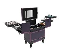 HUOMMGS Mallette de maquillage professionnelle à roulettes avec miroir, 2 clés et 4 roues verrouillable pour coiffeur et maquillage pour femme, lilas, 37*24.3*101cm/14.57*9.56*39.76in, Moderne