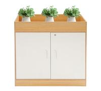 HUOMMGS Petite armoire de bureau verrouillable à 3 couches avec 2 portes - Montage au sol - Armoire d'extérieur avec 2 clés - Armoire de rangement d'appoint - 80 x 40 x 80 cm (couleur bois cerise)