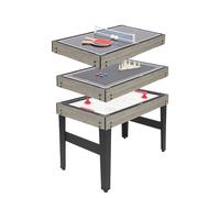 HUOMMGS Table de jeu multifonction 10 en 1 avec table de baby-foot, table de billard, hockey, tennis de table, bowling, échecs, dames, backgammon, cartes à jouer et shuffleboard (gris)