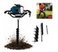 HUOMMGS Tariere Thermique | 52CC 2,3CV | 2 Temps Moteur | 1700W | Forets 100/200mm Mèches | 305mm Rallonges | Tarière à Essence Perceuse de Jardin pour Chantiers de Construction, Sylviculture