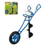 HUOMMGS Tariere Thermique 63 cm³ 2,2 KW Tarière à Essence avec 300mm Mèches, Roues 2 Temps Moteur Brouette Tarières Perceuse de Jardin pour Chantiers de Construction, Sylviculture