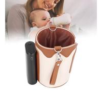 HUONIU Chauffe-biberon portable pour bébé avec affichage LED, température réglable à 21 vitesses, sac chauffe-lait rechargeable par USB pour bouteille de lait de moins de 3,15 (Brown)