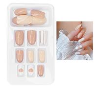 HUONIU Christmas French Tip Press on Nail 24 Pcs Short Winter Snowflake Fake Nail Snowflake Xmas Elk Design Nail Acrylic Nail Full Cover Glue on Nail for Gril DIY Xmas Nail Art (P138)