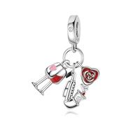 HuooNew Breloque en argent sterling 925 en forme de planète scintillante avec zircons bleus, mini breloque cœur Pixar Up Carl et Ellie compatible avec les bracelets Pandora