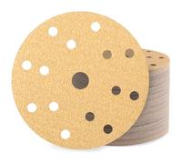 Huopueit 70 Pièces Disque Abrasif 150 mm, Grain Mixte 40/60 /80/100 /120/240 /320 Papier Abrasif 15 Trous pour Ponceuse Orbitale