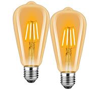 Huoqilin Ampoule LED E27, Décorative Rétro Edison Ampoule Vintage Antique Lampe,ST64 4W équivalent Incandescente 40W,400LM Blanc Chaud 2700K, Lot de 2