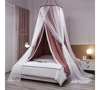 HUOQOU Baldaquin en Dôme Rond à Double Couche pour Princesse Tente de Lit pour Filles Moustiquaire de Rêve Décoration Mignonne pour Chambre à Coucher Château de Jeu Coin Lecture(Cameo Marron/Blanc)