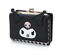 Huositi Petit portefeuille court en cuir pour femme avec personnage de dessin animé mignon et tendance, sac à billets à trois volets (noir) (QB01), noir, Portefeuille pliable